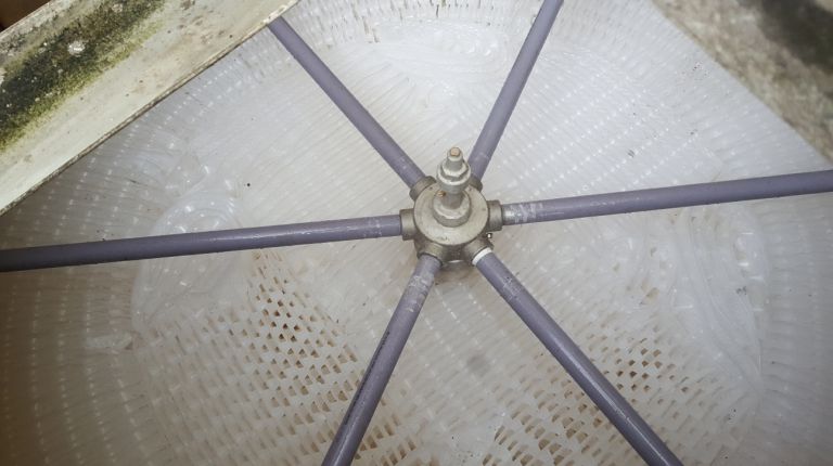 한솔이엠이 원형 100RT 냉각탑 충진물, 헤드노즐 및 베어링 교체